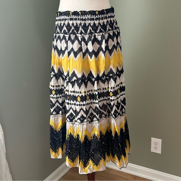 Jasmine Dresses & Skirts - NWT Jasmine crinkle midi skirt boho black yellow white‎ womens  size small